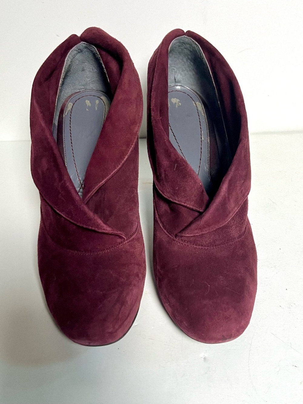 Women's Burgundy Leather Booties 3.5" Heel US Sz 10 Witchy Fall Ankle Boots